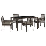 Garden Dining Set 5 pcs Brown Poly rattan 3334865