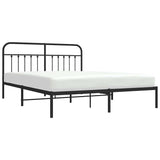 Bed Frame Black Steel Double Durable Bed Frame Rectangular 352583