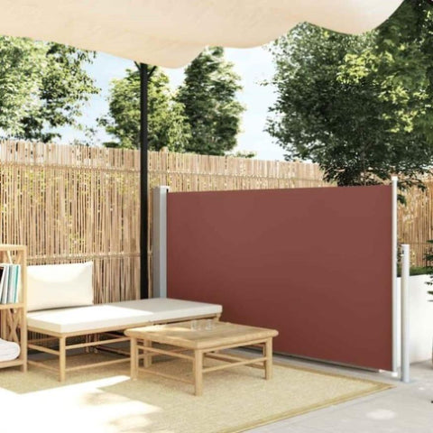 Patio Retractable Side Awning 100x500 cm Brown 48387