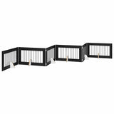 Dog Gate with Stands 6 pcs Black Oak 100 x 60 cm 892121