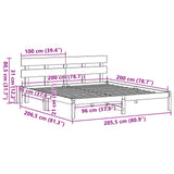 Bed Frame with Headboard White 200 x 200 cm Solid Pine wood 872150