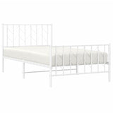 Metal Bed Frame without Mattress with Footboard White 100x190cm 374498
