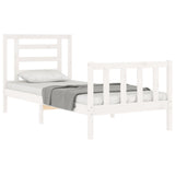 Bed Frame without Mattress White Small Single Solid Wood Pine 3192842