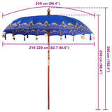 Balinese Parasol Blue 215 x 215 x 260 cm Cotton and Wood 42006457