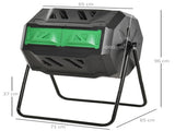 160L 360&deg Rotating Dual Chamber Composter - Black T3398P377637