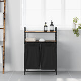 Laundry Basket 2 Compartments with Shelves Smoked Oak 859087