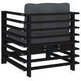Garden Chairs with Cushions 2 pcs Black Solid Wood Pine 825678