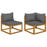 2 Piece Sofa Set with Dark Grey Cushions Solid Wood Acacia 318555