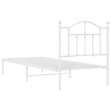 Metal Bed Frame without Mattress with Headboard White 90x200cm 353481