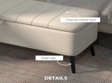 Linen-Look 92 x 31cm Storage Ottoman - Cream White T3398P330431