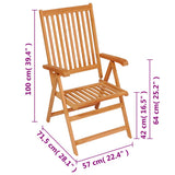 Garden Chair Set of 8 Teak Solid Teak wood Standard Foldable 3072540