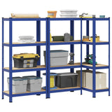 4-Layer Storage Shelves 3 pcs Blue Steel&Engineered Wood 3307580