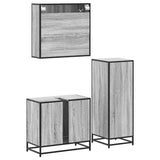 ZNTS 3 Piece Bathroom Furniture Set Grey Sonoma Engineered Wood 3300958