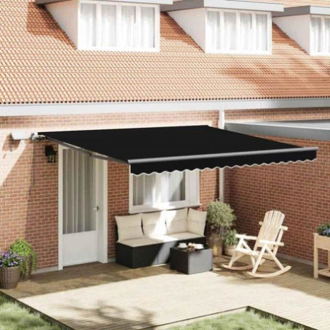 Retractable Awning Manual Black 400 x 350 cm Fabric 3330780