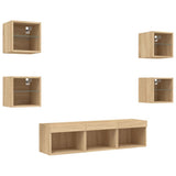 7 Piece TV Wall Units with LED Sonoma Oak Engineered Wood 3216585