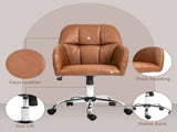 Faux Leather Tub Office Chair, with Wheels - Brown T3398P344687