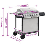 Gas BBQ Grill with 6 Cooking Zones Stainless Steel Silver 44286