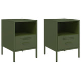 ZNTS Bedside Cabinets 2 pcs Olive Green 36x39x50.5 cm Steel 843063