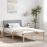 Bed frame Brown and light grey 100 x 200 cm Solid pine wood 878699
