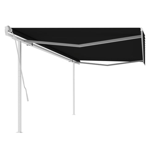 ZNTS Manual Retractable Awning with Posts 5x3 m Anthracite 3069979