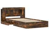 Bed Frame with Storage Smoked Oak 75 x 190 cm Engineered Wood 3433804