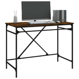 Desk Smoked Oak 100x50x75 cm Engineered Wood and Iron 826721