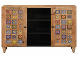 Sideboard with Shelf Natural 90 x 33 x 75 cm Solid Mango Wood 4018288
