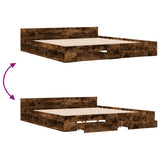 Bed Frame with Drawers without Mattress Smoked Oak 200x200 cm 3280724