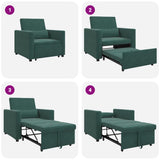 Pull out Sofa Bed Single Dark green 90 x 165 x 87 cm Velvet 42002699