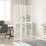 Room Divider 3 Panels White Solid Wood Paulownia 358735