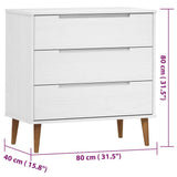 Drawer Cabinet MOLDE White 80x40x80 cm Solid Wood Pine 350505