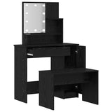 LED Dressing Table Set 2 pcs Black Oak Engineered Wood 3332508