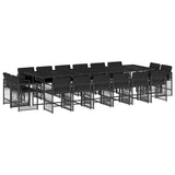 17 Piece Garden Dining Set with Cushions Black Poly Rattan 3211783