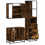 3 Piece Bathroom Furniture Set Smoked Oak Engineered Wood 3301127