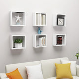 Cube Shelf Set of 6 White Engineered wood 30x15x30 cm per cube 807000