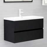 Bathroom Furniture Set Black Engineered Wood 3071685