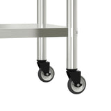 Kitchen Work Table with Overshelf 110x55x150 cm Stainless Steel 3208906