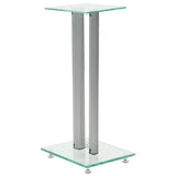 50674 Speaker Stands 2 pcs Tempered Glass 2 Pillars Design Silver