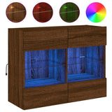 TV Wall Cabinet with LED Lights Brown Oak 78.5x30x60.5 cm 837105