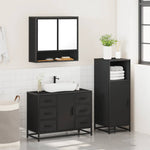ZNTS 3 Piece Bathroom Furniture Set Black Engineered Wood 3300990