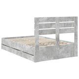 Bed Frame with Drawer Concrete Grey 135 x 190 cm Engineer Wood 3411511