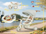 5 in 1 Kids Trike with Adjustable Toddler Tricycle with Push Handlebar, Adjustable T3398P378916