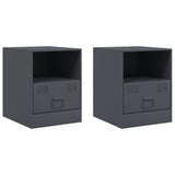 ZNTS Bedside Cabinets 2 pcs Anthracite 34.5x39x44 cm Steel 841756