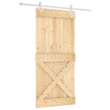 Sliding Door Natural and White 95 x 210 cm Solid Pine Wood 3445117
