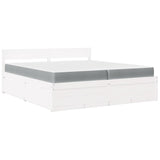 Bed with Drawers and Mattress White 200x200 cm Solid Wood Pine 3281887