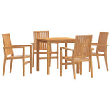 5 Piece Garden Dining Set Solid Wood Teak 3157910