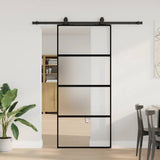 Sliding Door with Hardware Set Black 90x205 cm Tempered Glass 3375830