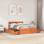 Bed with Drawers and Mattress Wax Brown 120x200 cm Solid Wood Pine 3281903