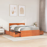 Bed with Drawers and Mattress Wax Brown 120x200 cm Solid Wood Pine 3281903