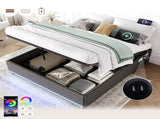 5ft King Hydraulic Storage Bed, No Headboard Linen Bed Frame with APP Control LED Lights, Side N652P386118G